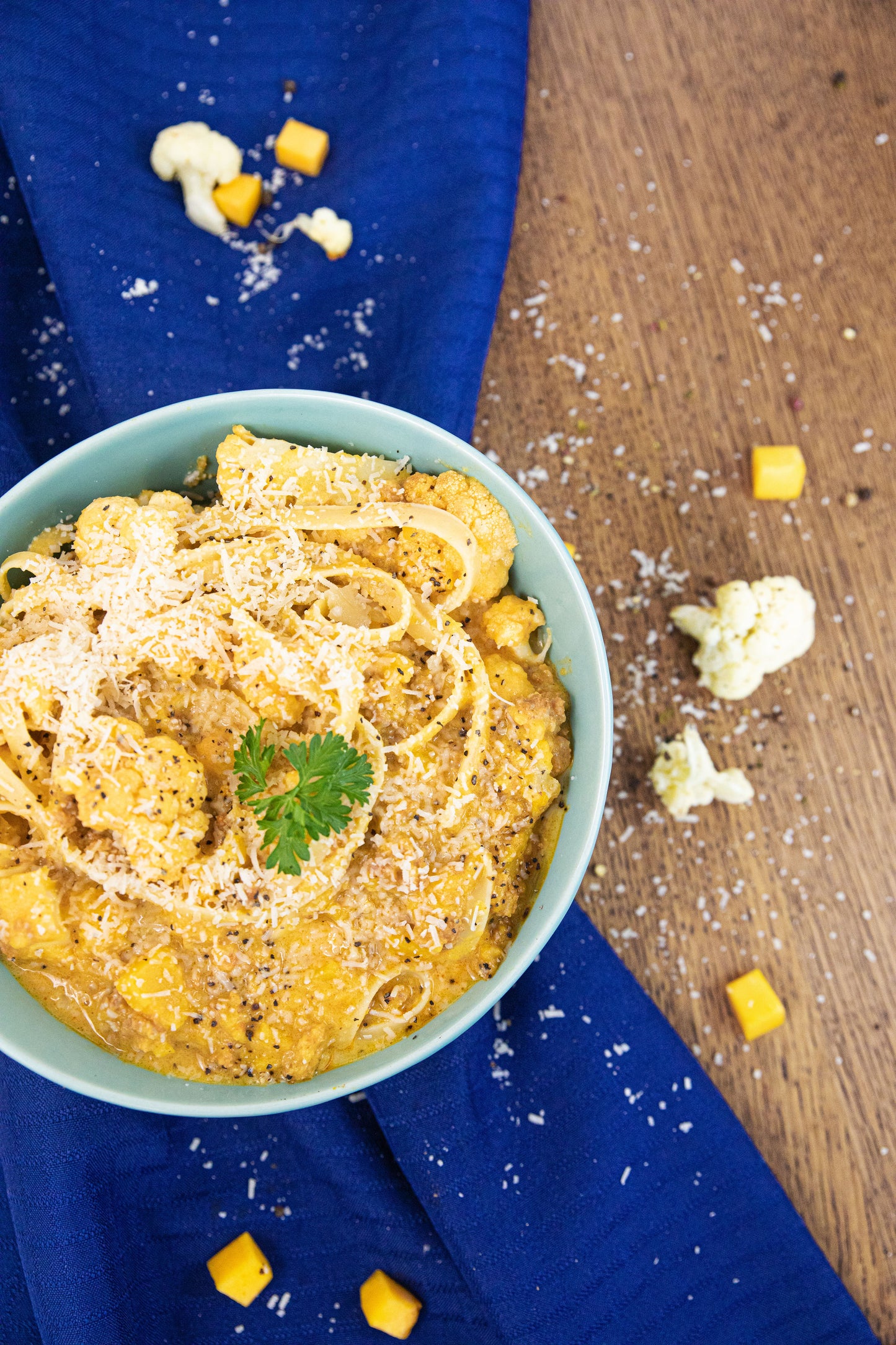 Linguine à la Courge Avec Choux-Fleurs Rôtis Façon Alfredo