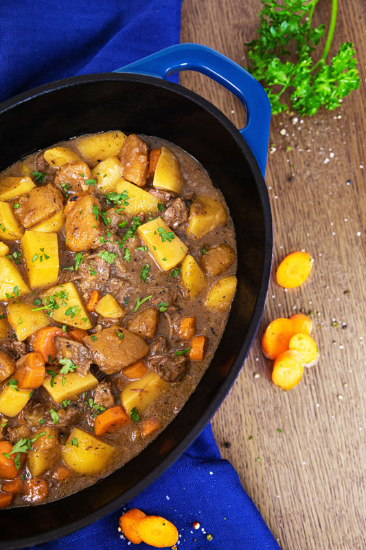 Mijoté de Boeuf à la Bière avec Pommes de Terre, Carottes et Navet